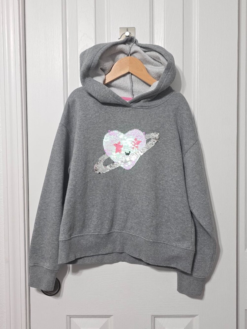 Girls Sequin Planet Hoodie, Medium